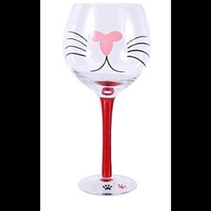 18 Oz cat Face wine glass